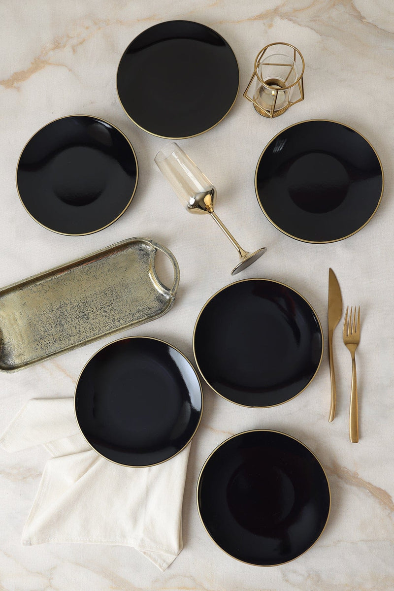 Siyah Gold Ege Pasta Tabağı 20 cm 6 Adet Bonvagon