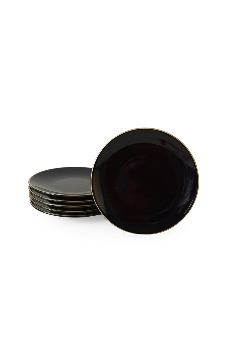 Siyah Gold Ege Pasta Tabağı 20 cm 6 Adet Bonvagon