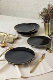 Siyah Gold Ege Pasta Tabağı 20 cm 6 Adet Bonvagon