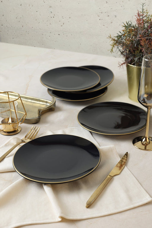 Siyah Gold Ege Pasta Tabağı 20 cm 6 Adet Bonvagon