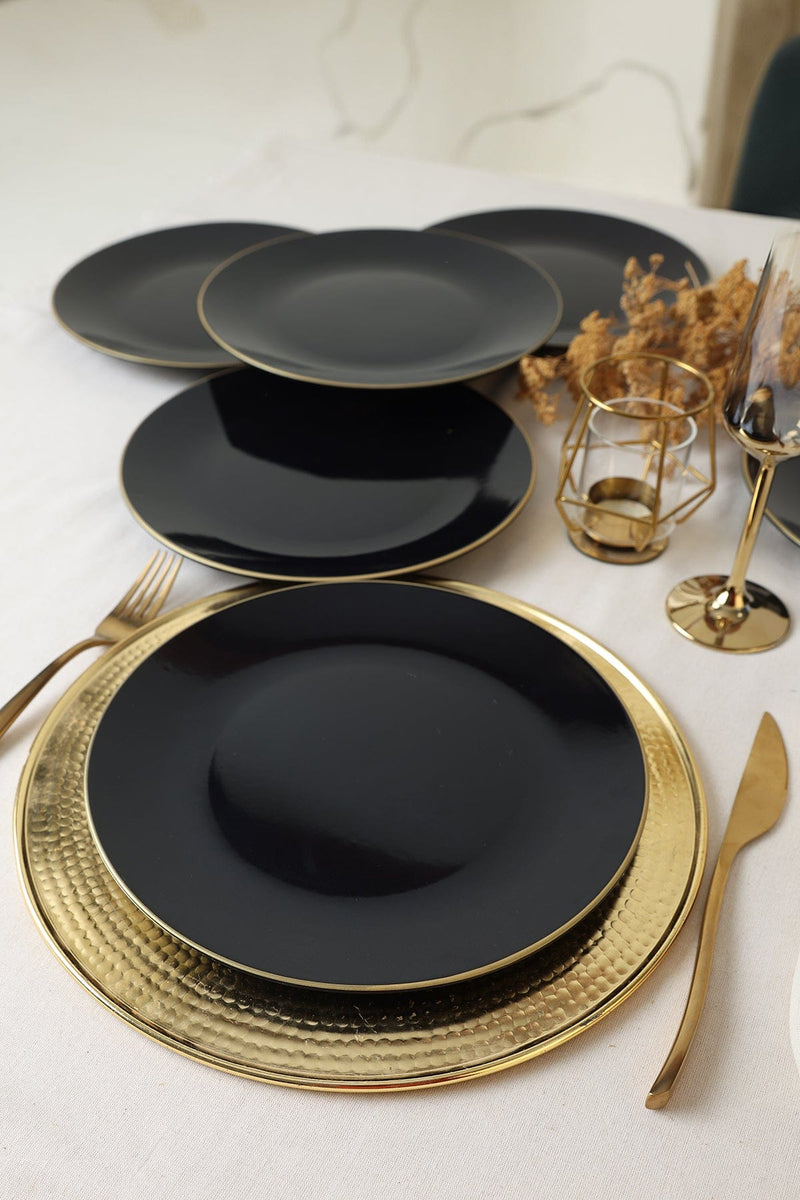Siyah Gold Ege Servis Tabağı 26 cm 6 Adet Bonvagon
