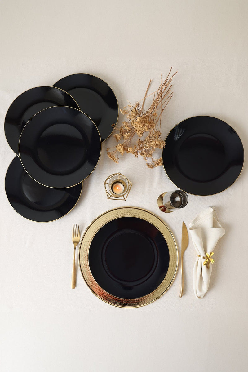 Siyah Gold Ege Servis Tabağı 26 cm 6 Adet Bonvagon