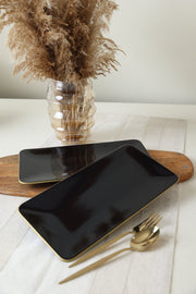 Siyah Gold Siera Kayık Tabak 33*17 Cm 2 Adet Bonvagon