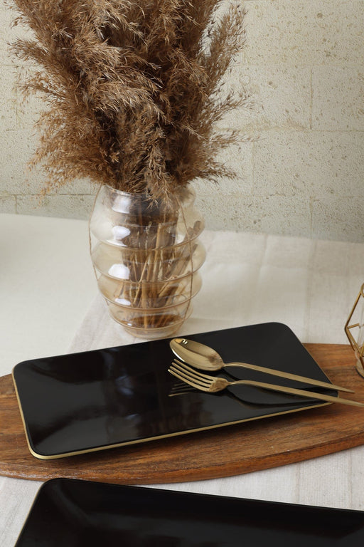 Siyah Gold Siera Kayık Tabak 33*17 Cm 2 Adet Bonvagon