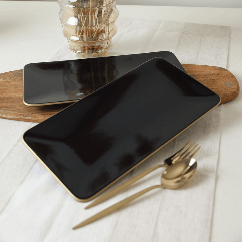 Siyah Gold Siera Kayık Tabak 33*17 Cm 2 Adet Bonvagon