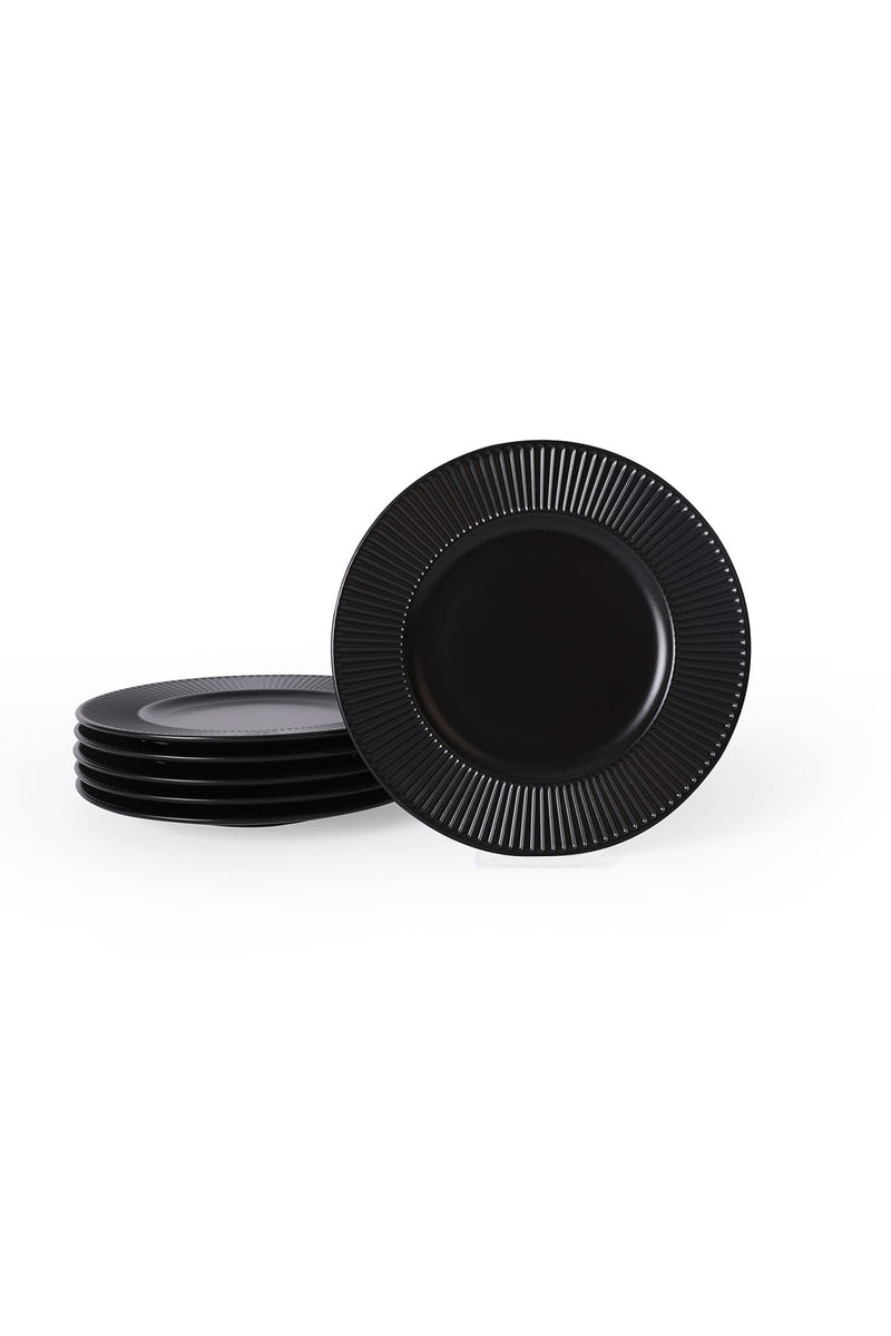 Siyah Pasta Tabağı 22 Cm - Mat Myra 6 Adet