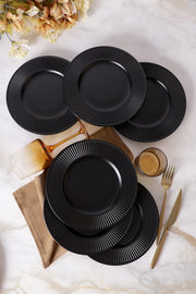 Siyah Pasta Tabağı 22 Cm - Mat Myra 6 Adet