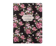 Siyah Pembe Çiçekli Defter Bonvagon