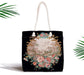 Siyah Zeminde Çiçek Bahçesi Exclusive Modern Tasarımlı Kumaş Çanta Bonvagon