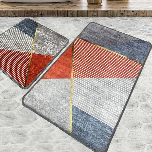 Slice and Dice 2li Set Dijital Banyo Halısı, Kaymaz Taban, Yıkanabilir Bonvagon