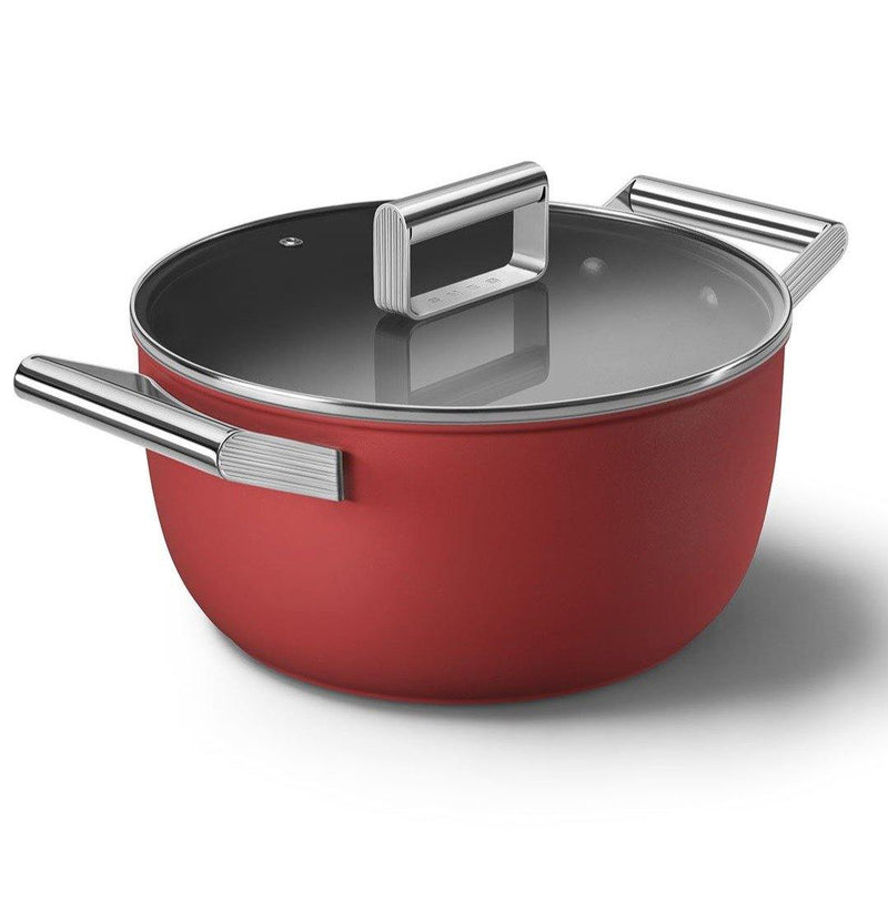 Smeg Cookware 50's Style Cam Kapaklı Tencere Kırmızı Bonvagon