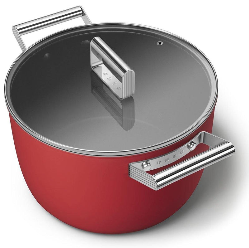 Smeg Cookware 50's Style Cam Kapaklı Tencere Kırmızı Bonvagon