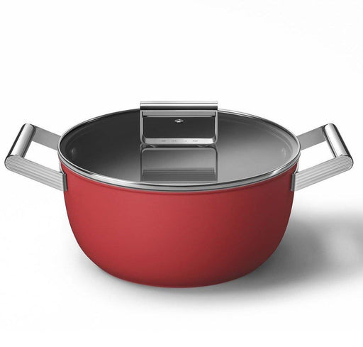 Smeg Cookware 50's Style Cam Kapaklı Tencere Kırmızı Bonvagon