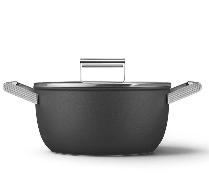 Smeg Cookware 50's Style Cam Kapaklı Tencere Siyah Bonvagon
