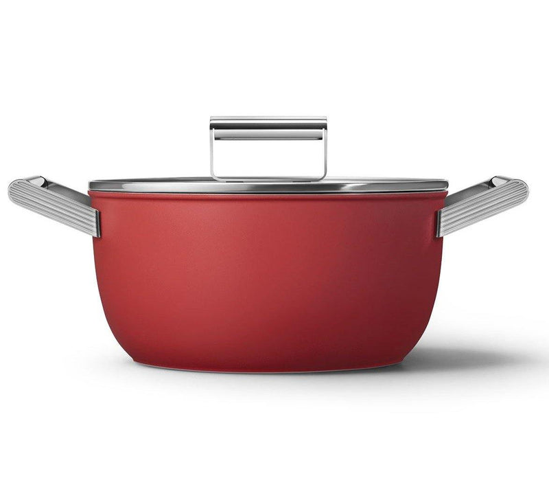 Smeg Kırmızı Cookware 50's Style Cam Kapaklı Tencere