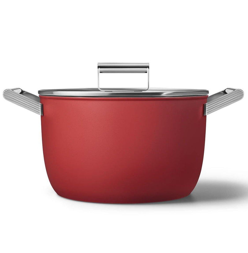 Smeg Kırmızı Cookware 50's Style Cam Kapaklı Tencere