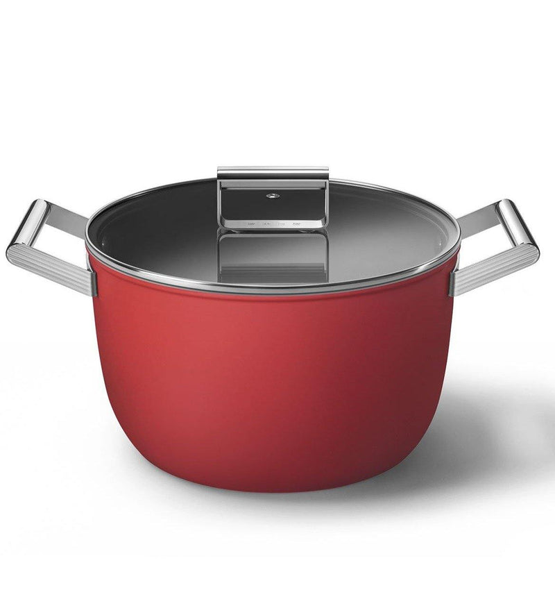 Smeg Kırmızı Cookware 50's Style Cam Kapaklı Tencere