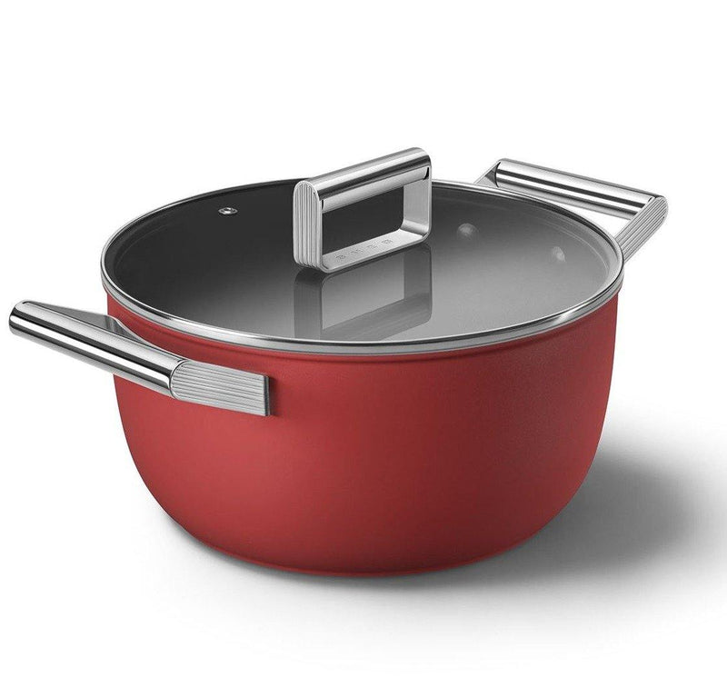 Smeg Kırmızı Cookware 50's Style Cam Kapaklı Tencere