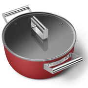 Smeg Kırmızı Cookware 50's Style Cam Kapaklı Tencere