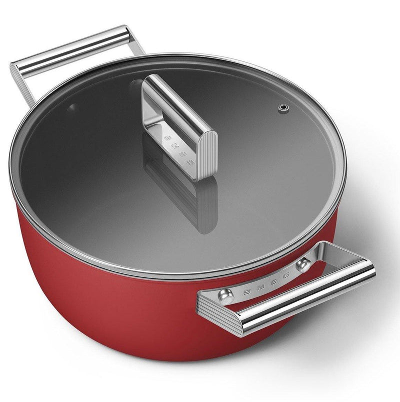 Smeg Kırmızı Cookware 50's Style Cam Kapaklı Tencere