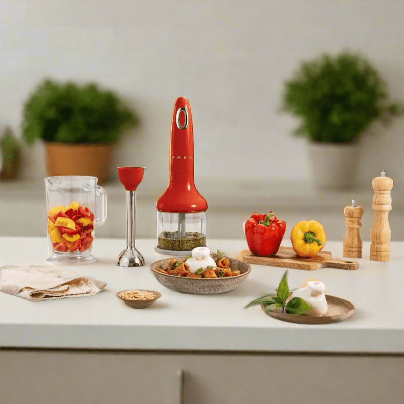 Smeg Kırmızı El Blender Seti 50's Style Tritan Renew HBF03RDEU Bonvagon