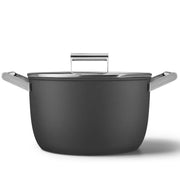 Smeg Siyah Cookware 50's Style Cam Kapaklı Tencere