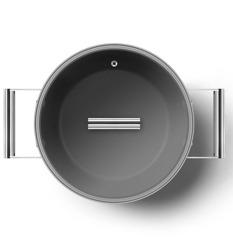 Smeg Siyah Cookware 50's Style Cam Kapaklı Tencere
