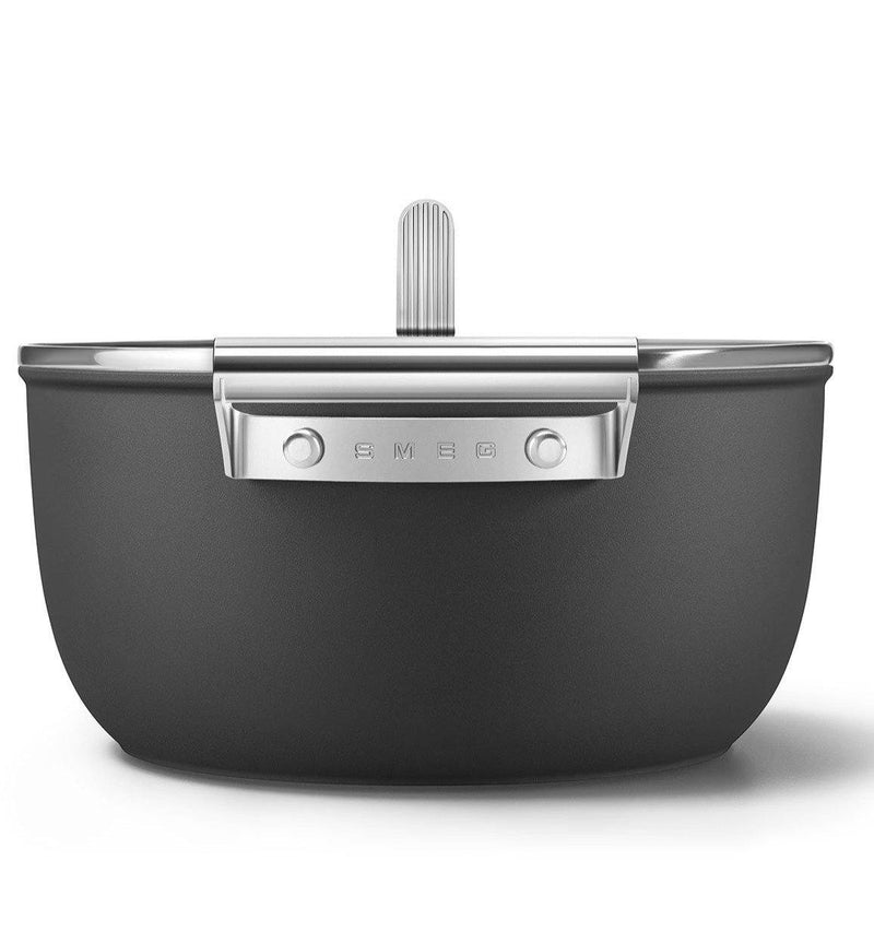 Smeg Siyah Cookware 50's Style Cam Kapaklı Tencere
