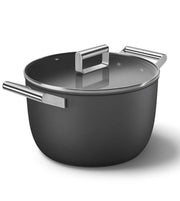 Smeg Siyah Cookware 50's Style Cam Kapaklı Tencere