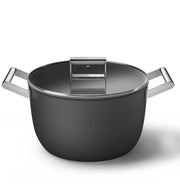 Smeg Siyah Cookware 50's Style Cam Kapaklı Tencere