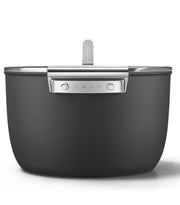 Smeg Siyah Cookware 50's Style Cam Kapaklı Tencere