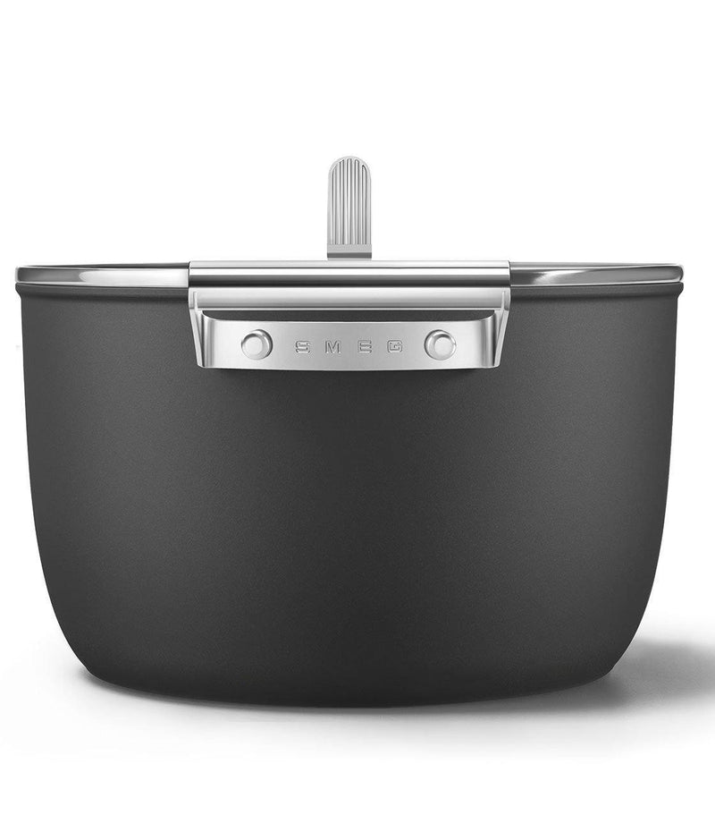 Smeg Siyah Cookware 50's Style Cam Kapaklı Tencere