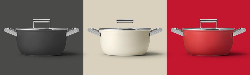 Smeg Siyah Cookware 50's Style Cam Kapaklı Tencere