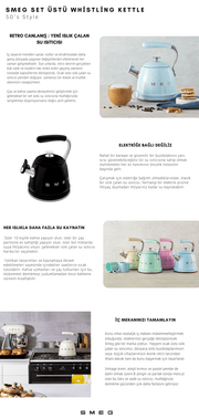 Smeg Siyah Ocak Üstü Islıklı Whistling Kettle Su Isıtıcısı CKLW2001BL