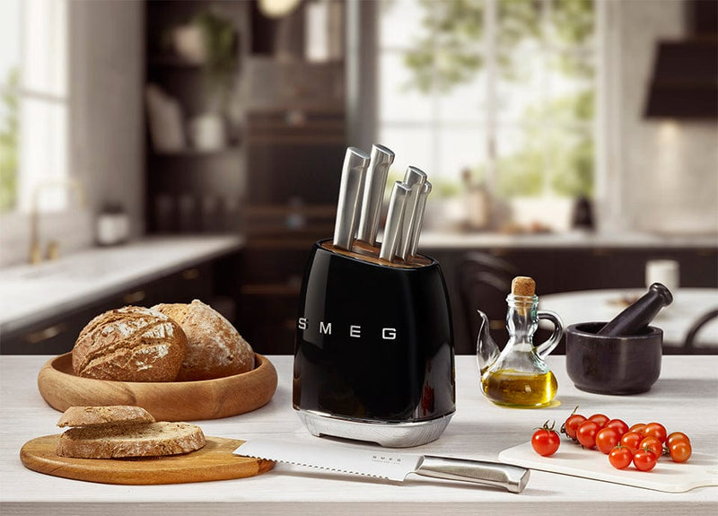 Smeg Siyah Standlı Bıçak Seti 50s Style KBSF02BL Bonvagon