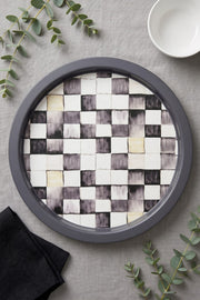 Smoke Checkers Yuvarlak Tepsi 31.5 cm