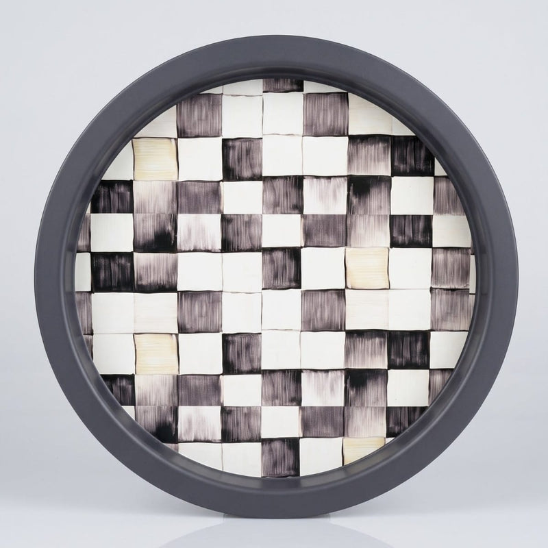 Smoke Checkers Yuvarlak Tepsi 31.5 cm