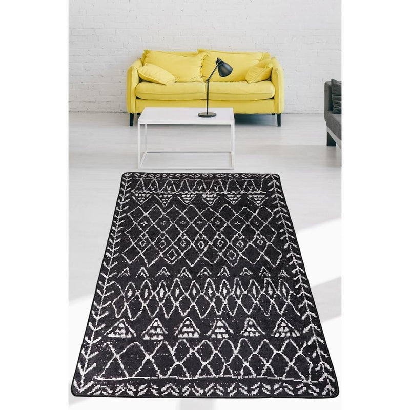 Soho Black Dijital Baskılı Halı, Kaymaz Taban, Yıkanabilir Bonvagon
