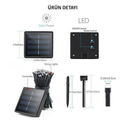 Solar 100 Ledli 12 Metre Bahçe Aydınlatma Bonvagon