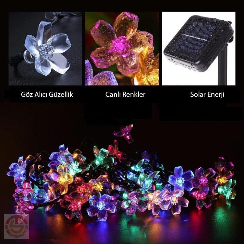 Solar Renkli RGB Çiçekli Dekoratif 30 LED Aydınlatma Bahçe Lambası Bonvagon