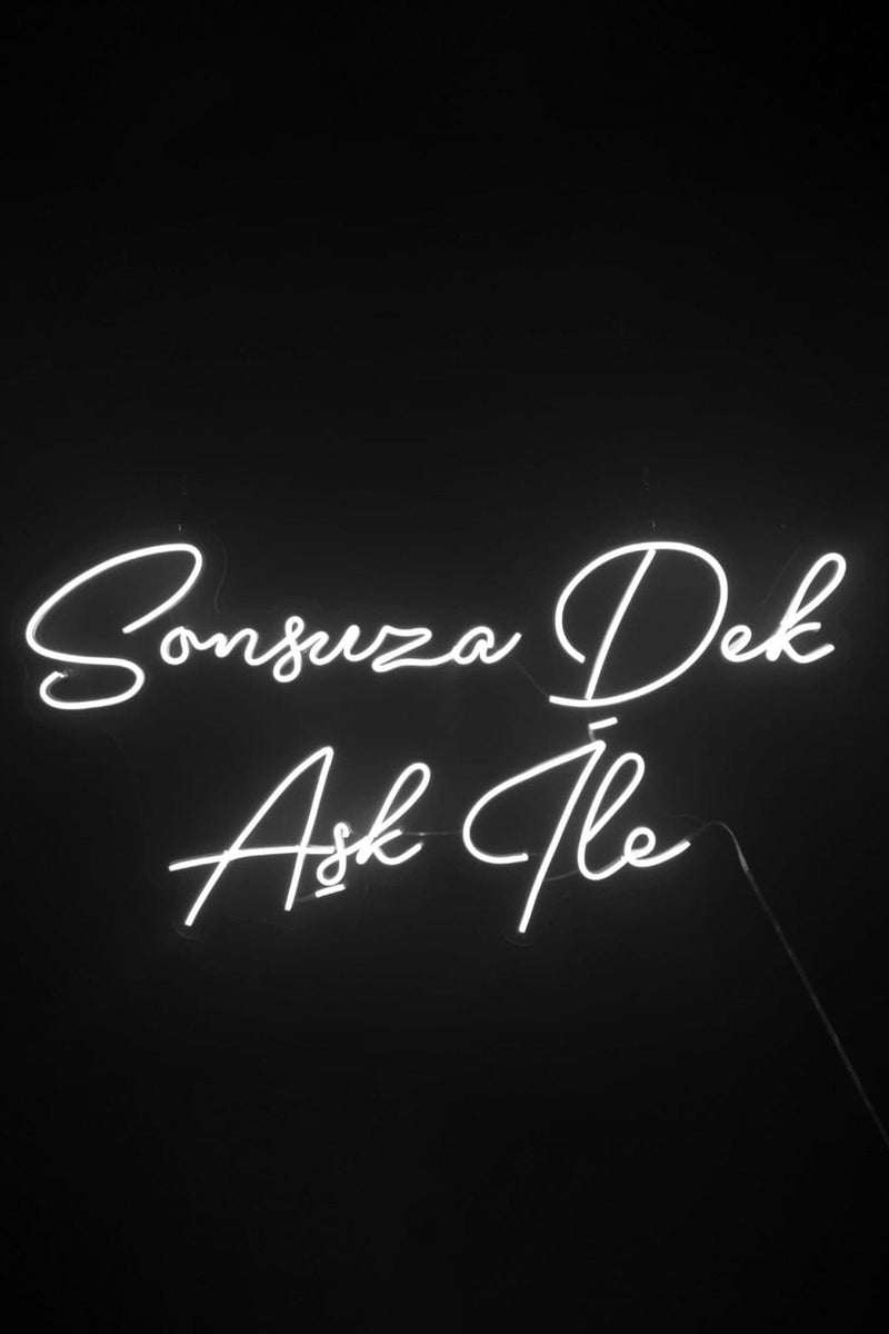 Sonsuza Dek Aşk İle Yazılı Neon LED Aydınlatma Işıklı Tablo Düğün ve Kutlama Duvar Dekorasyon