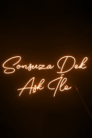 Sonsuza Dek Aşk İle Yazılı Neon Led Işıklı Tablo Düğün ve Kutlama Duvar Dekorasyon Bonvagon