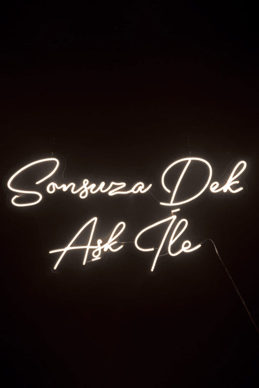 Sonsuza Dek Aşk İle Yazılı Neon Led Işıklı Tablo Düğün ve Kutlama Duvar Dekorasyon Bonvagon