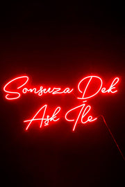 Sonsuza Dek Aşk İle Yazılı Neon Led Işıklı Tablo Düğün ve Kutlama Duvar Dekorasyon Bonvagon