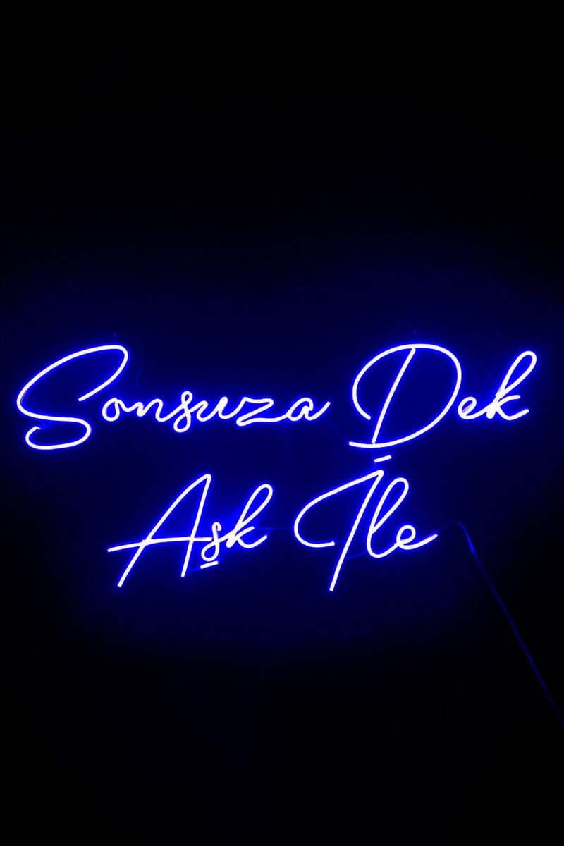 Sonsuza Dek Aşk İle Yazılı Neon Led Işıklı Tablo Düğün ve Kutlama Duvar Dekorasyon Bonvagon