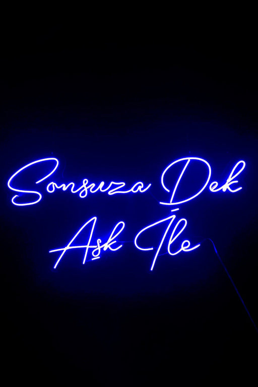 Sonsuza Dek Aşk İle Yazılı Neon Led Işıklı Tablo Düğün ve Kutlama Duvar Dekorasyon Bonvagon