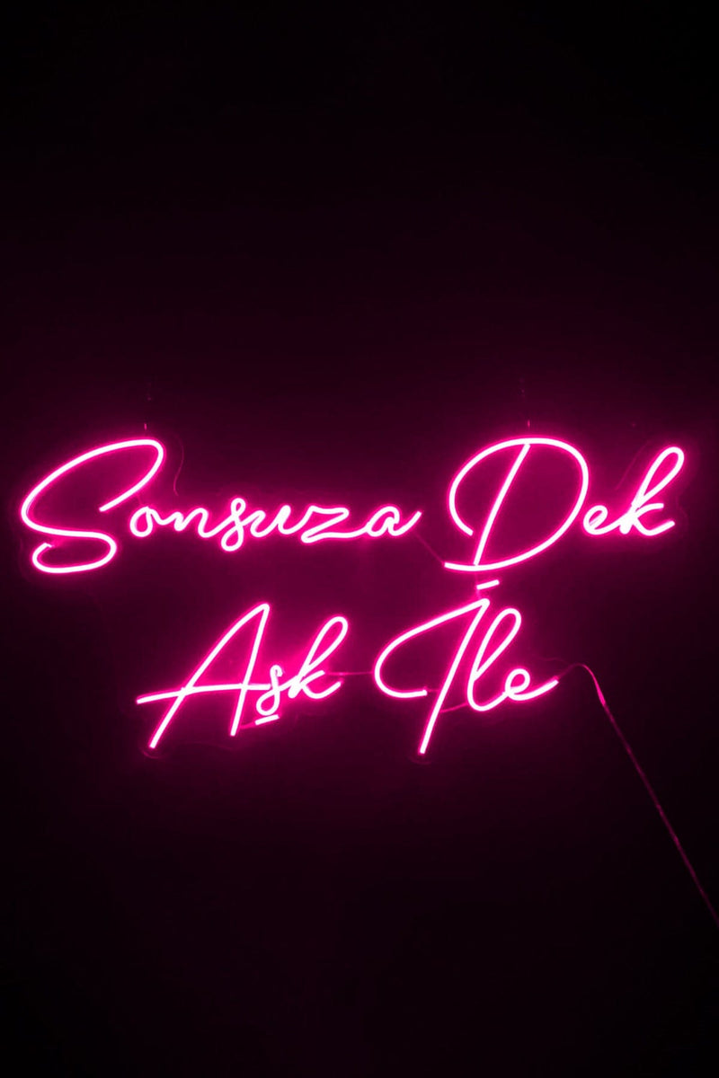 Sonsuza Dek Aşk İle Yazılı Neon Led Işıklı Tablo Düğün ve Kutlama Duvar Dekorasyon Bonvagon