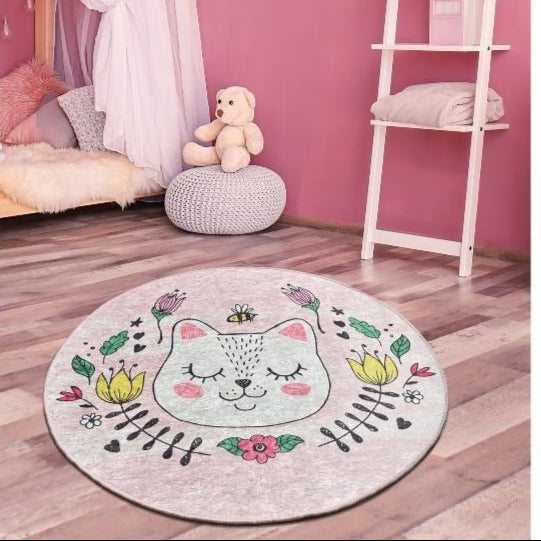 Sophie Pembe Çocuk Halısı, Kaymaz Taban, Yıkanabilir Bonvagon