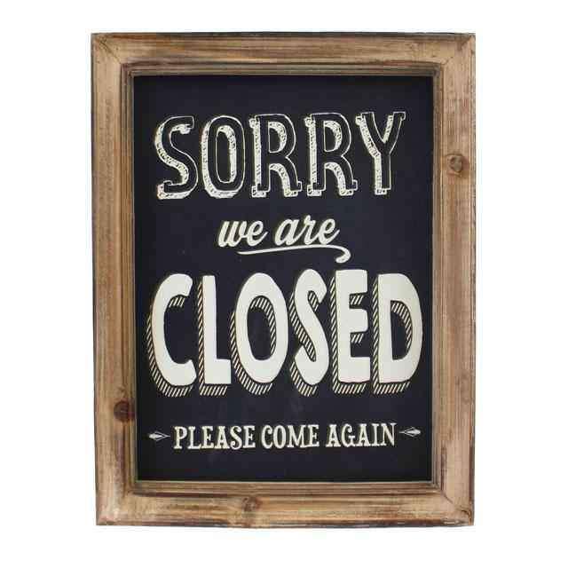Sorry We Are CLOSED Tabela Bonvagon