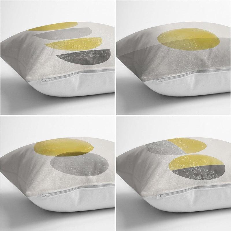 Soyut Çizimli Pastel Renkli Özel Tasarım Dijital Baskılı Modern 4lü Kırlent Kılıfı Seti